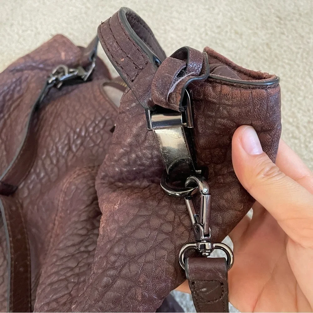 Vince Camuto pebbled lamb leather purse Eliza style Black Cherry color